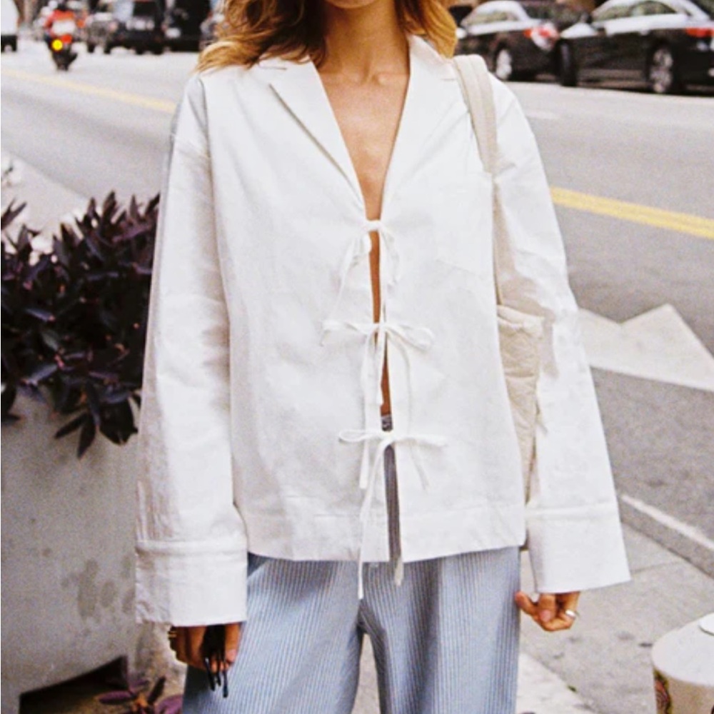 Princess Polly White Tie-Front Cotton Jacket